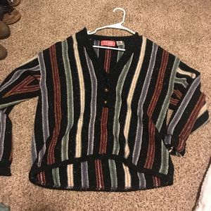 striped v neck sweater